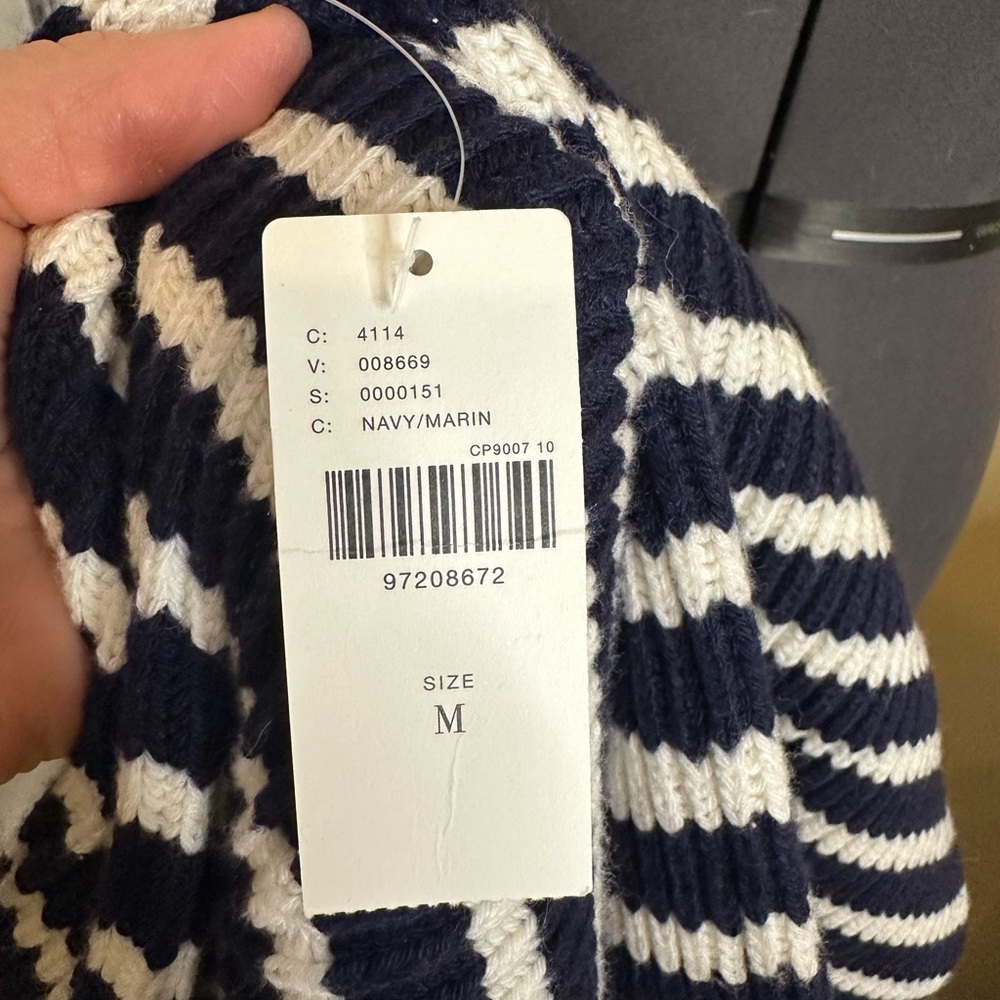 NWT Anthropologie Maeve blouson sleeve button up cardigan navy and white - Picture 14 of 17